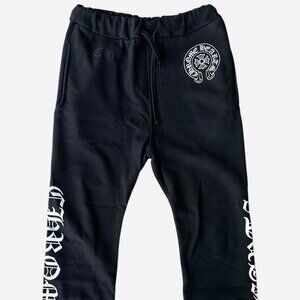 Chrome Hearts Black & White Horseshoe Logo Sweatpants
